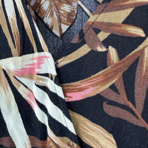 Old Navy Printed V-Neck Neutral Tropical Maxi Dress Brown Women's Size Medium - Picture 5 of 8